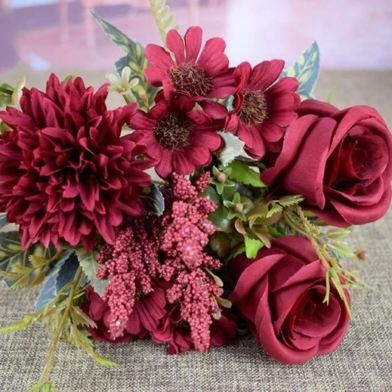 1 قطعة الورود الاصطناعية الزهور باقة الزفاف حديقة وهمية الحرير الفاوانيا الكوبية زهرية ديكور المنزل التصوير الدعائم