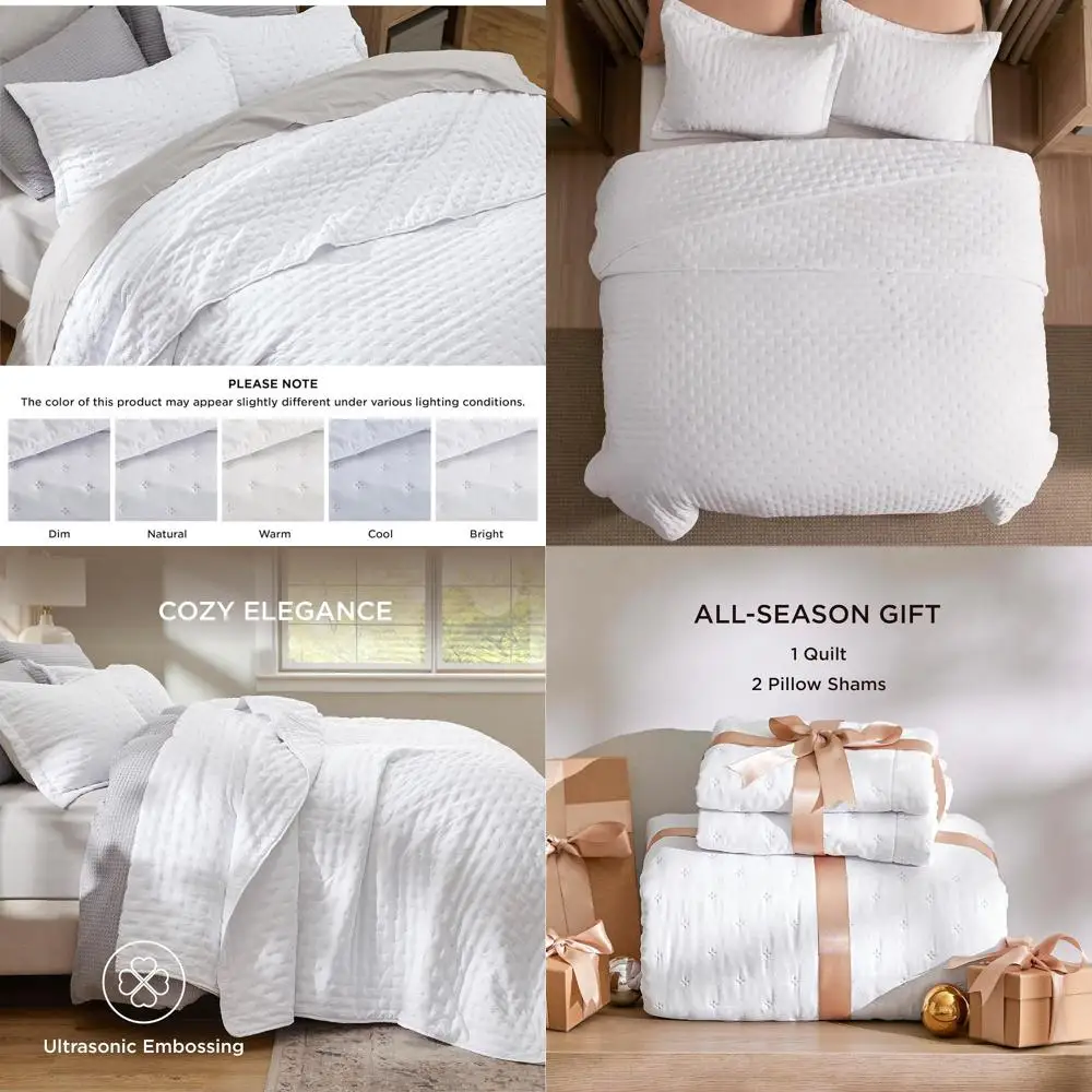 

Роскошный комплект постельного белья White California King — мягкое всесезонное одеяло с 2 шарами, 111x106 дюймов