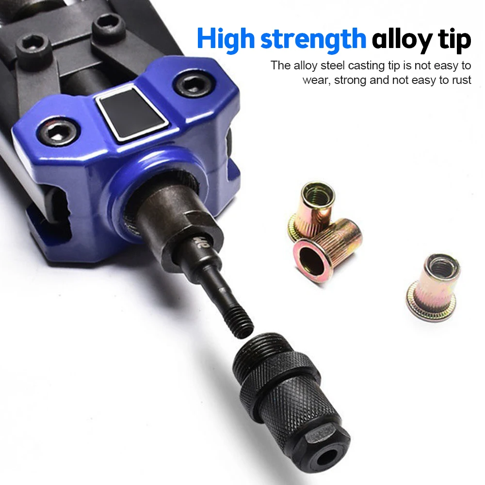 8Pcs Rivet Nut with Hand Threaded Rivet Nuts Gun M3 M4 M5 M6 M8 M10 Double Insert Manual Riveter Gun Riveting Rivnut Tool