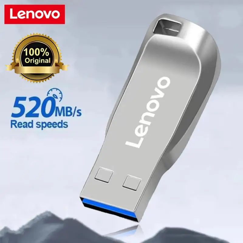 레노버 메탈 플래시 드라이브 메모리, PC용 방수 USB 스틱, 고속 OTG 펜 드라이브, 2TB USB 3.0, 1TB, 512GB, 256GB, 128GB, 64GB, 32GB