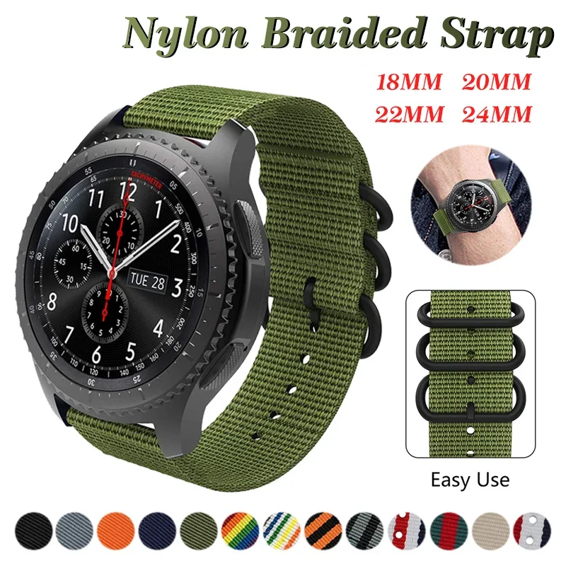 18mm 20mm 22mm 24mm watch Nylon strap For Samsung Galaxy watch 3 4 5 pro 46mm 42mm Active2  Amazfit Bip S3 frontier Sports band