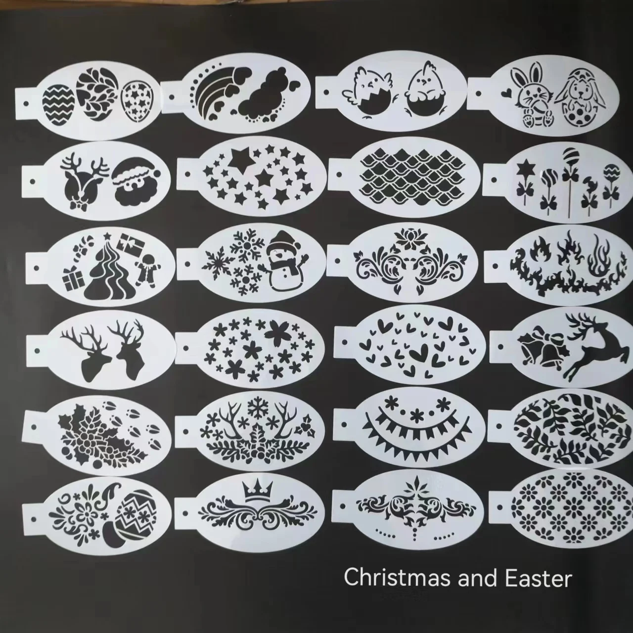 

24PCS Stencils for Body Painting Face Art Halloween Birthday Party DIY Makeup Temporary Tattoos Reusable Stencils Plastics