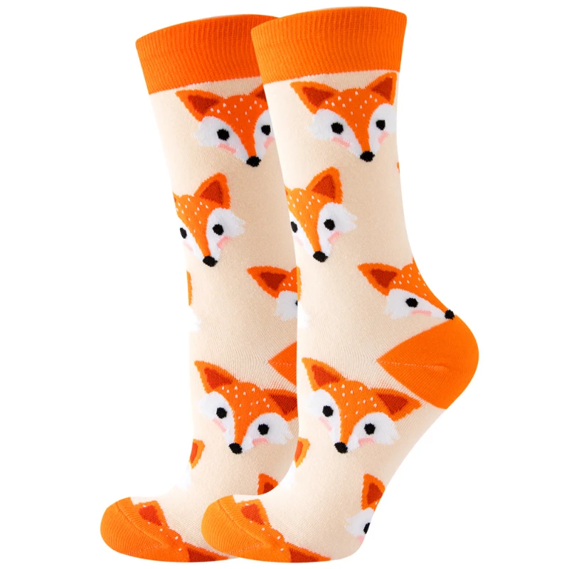 Chaussettes en coton à tube moyen animal pour hommes et femmes, chaussettes à la mode mignonnes, chaussettes drôles de nourriture, automne et hiver,