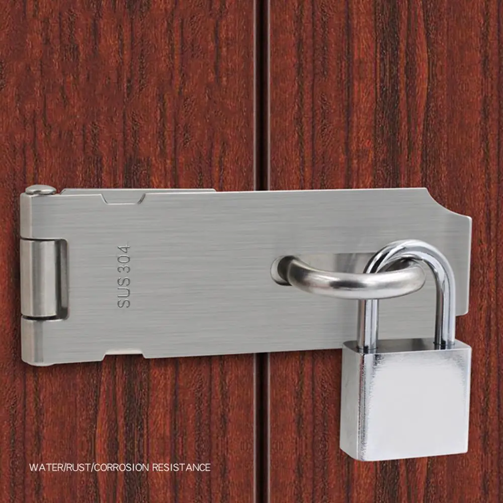 Padlock Hasp Door Clasp Lock 90 Degree Right Angle Shed Gate Latch Household Burglar-proof Bolt Door Buckle with Mounting Screw