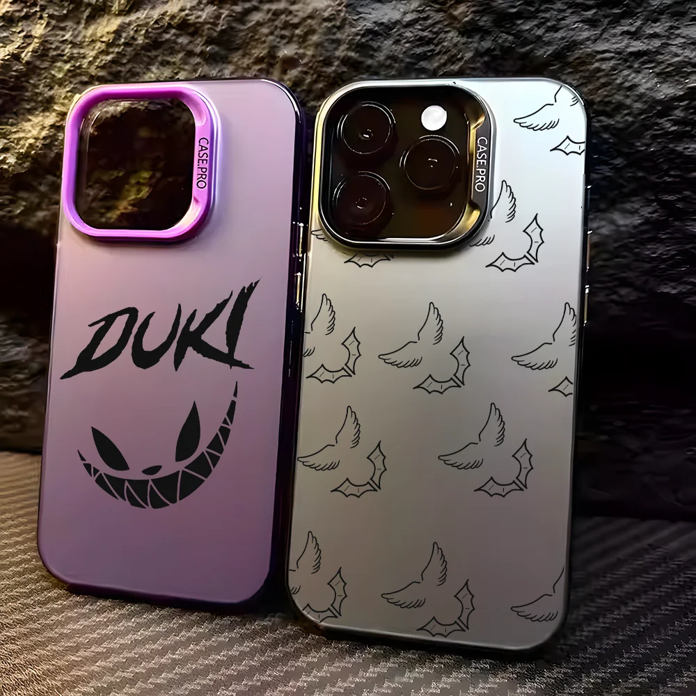 

D-Dukis SInger Cool Logo Phone Case For IPhone 16 15 14 13 12 11 Pro Max Black Matte Multicolor Laser Metallic Aurora Funda