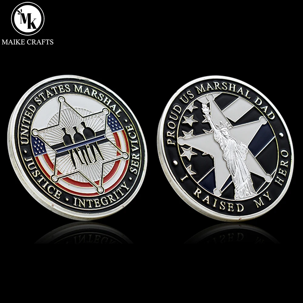 United States Marshal Service Commemorative Coin Justice Integrity Serving The People I Raised My Hero Silver Plated Gfit