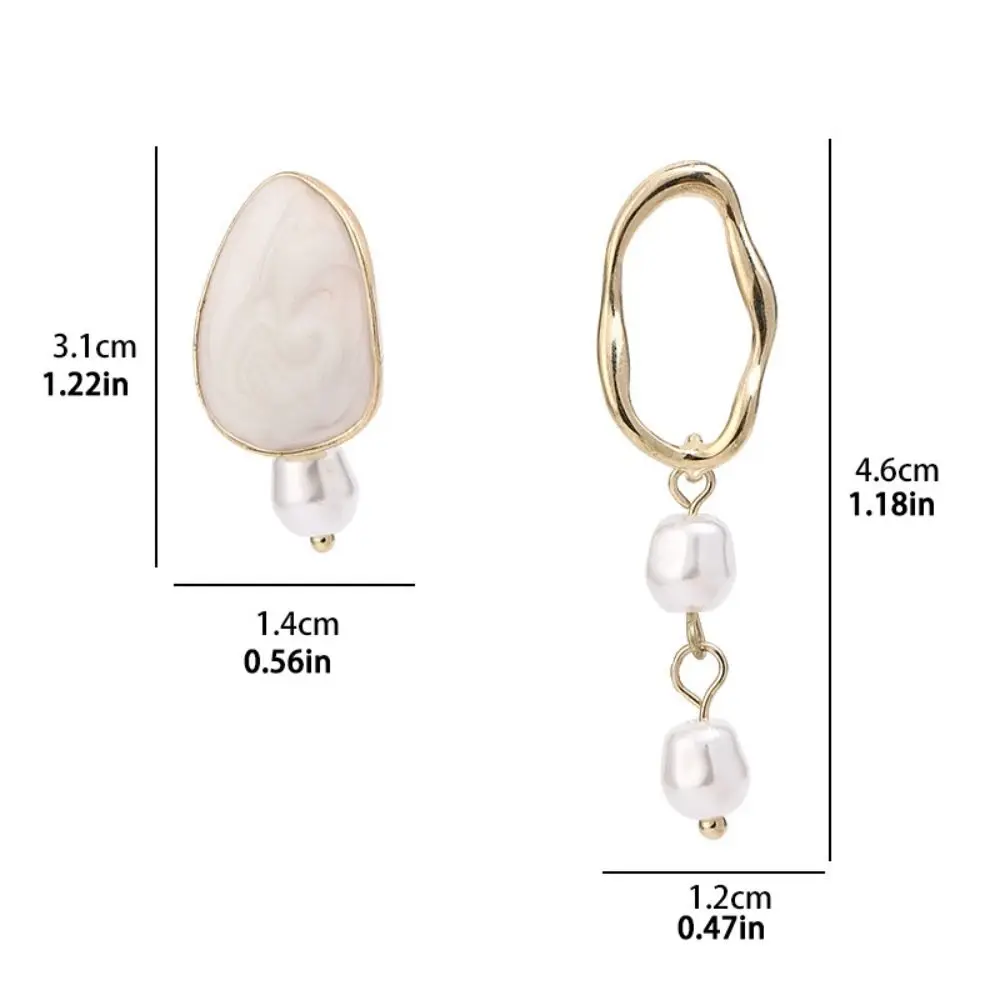 Retro Jewelry S925 Needle Pearl Asymmetrical Earrings Dangle Drop Earrings Drop Oil