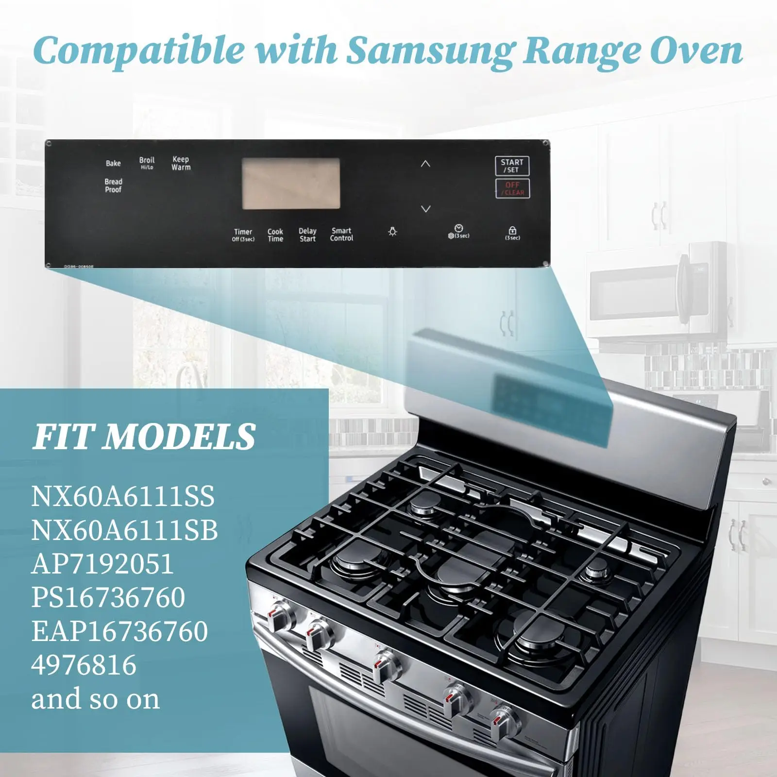 DG96-00850E Membrane Switch Touchpad Fit Samsung Oven 4976816 AP7192051 NX60A6111SS NX60A6111SB