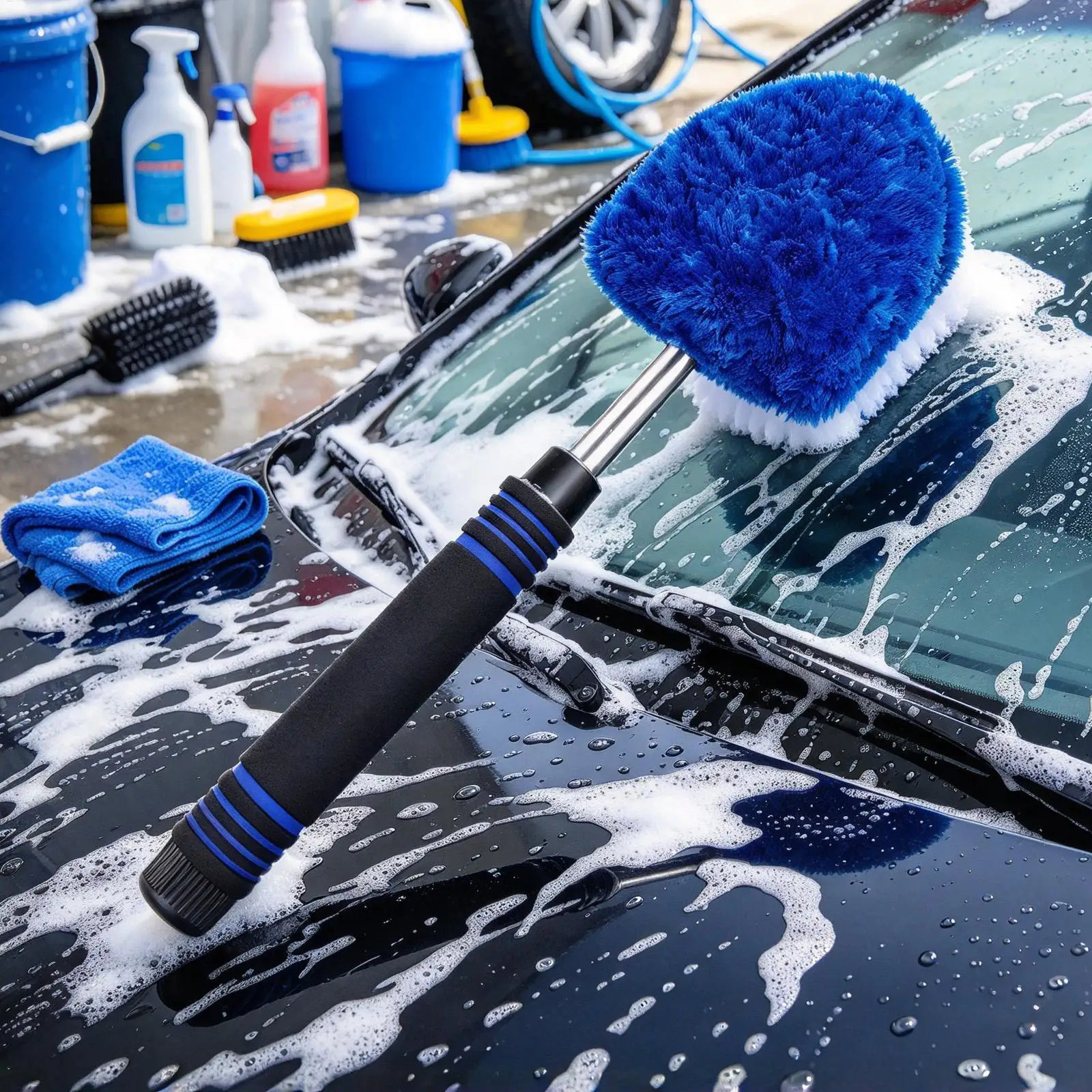 Car Windshield Cleaner Tool Triangular Extendable Absorbent Streak-Free Truck Windshield Glass Dirt Wiper for Driveway Highway