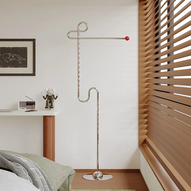 Nordic stainless steel floor hanging bag coat rack bedroom storage light luxury Bauhaus vertical hanging clothes rack