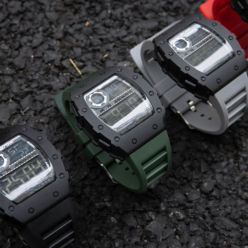 Orologio sportivo da uomo Cronometro multifunzionale Quadrante digitale Orologi elettronici per uomo Orologio luminoso impermeabile da esterno Regali