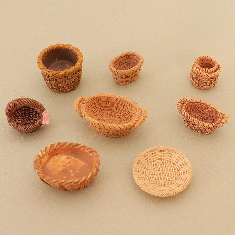 1/12 Dollhouse Simulation Vegetable Food Storage Basket Dollhouse Miniature Kitchen Decoration Dolls House Accessories