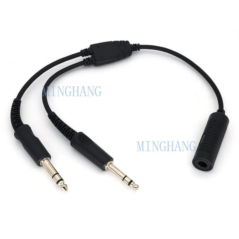 

M Helicopter Aviation Headphone Cable Adapter 7.1mm To GA Dual Plug 40cm Black