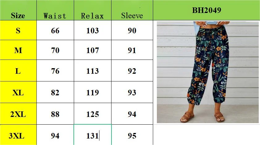 Leichte Damenhose mit elastischem Bund und Knöchelbündchen, bedruckt, bequem für den Alltag und den Urlaub – Detail 1