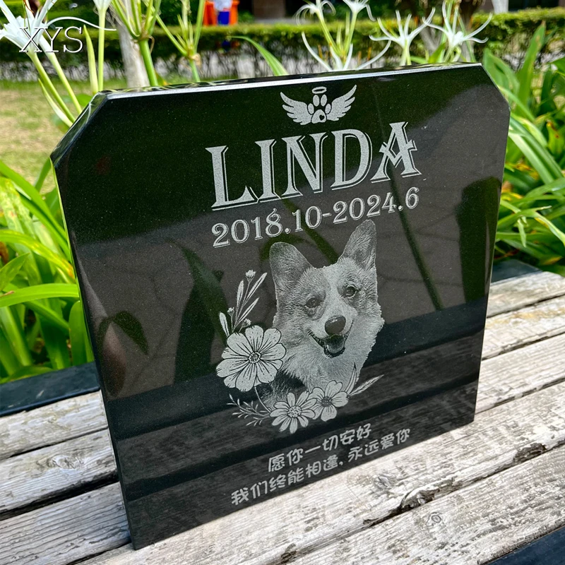 Custom Natural Granite Pet Dog & Cat Tombstone Small Animal Memorial Sculpture With Modern Design For Garden Use