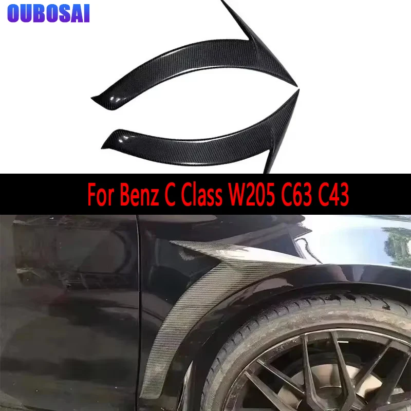 

For Benz C Class W205 C63 C43 C260 2015-2021 Front Fender Vent Fin Trim Covers Carbon Fiber Side vents Car Body Kit