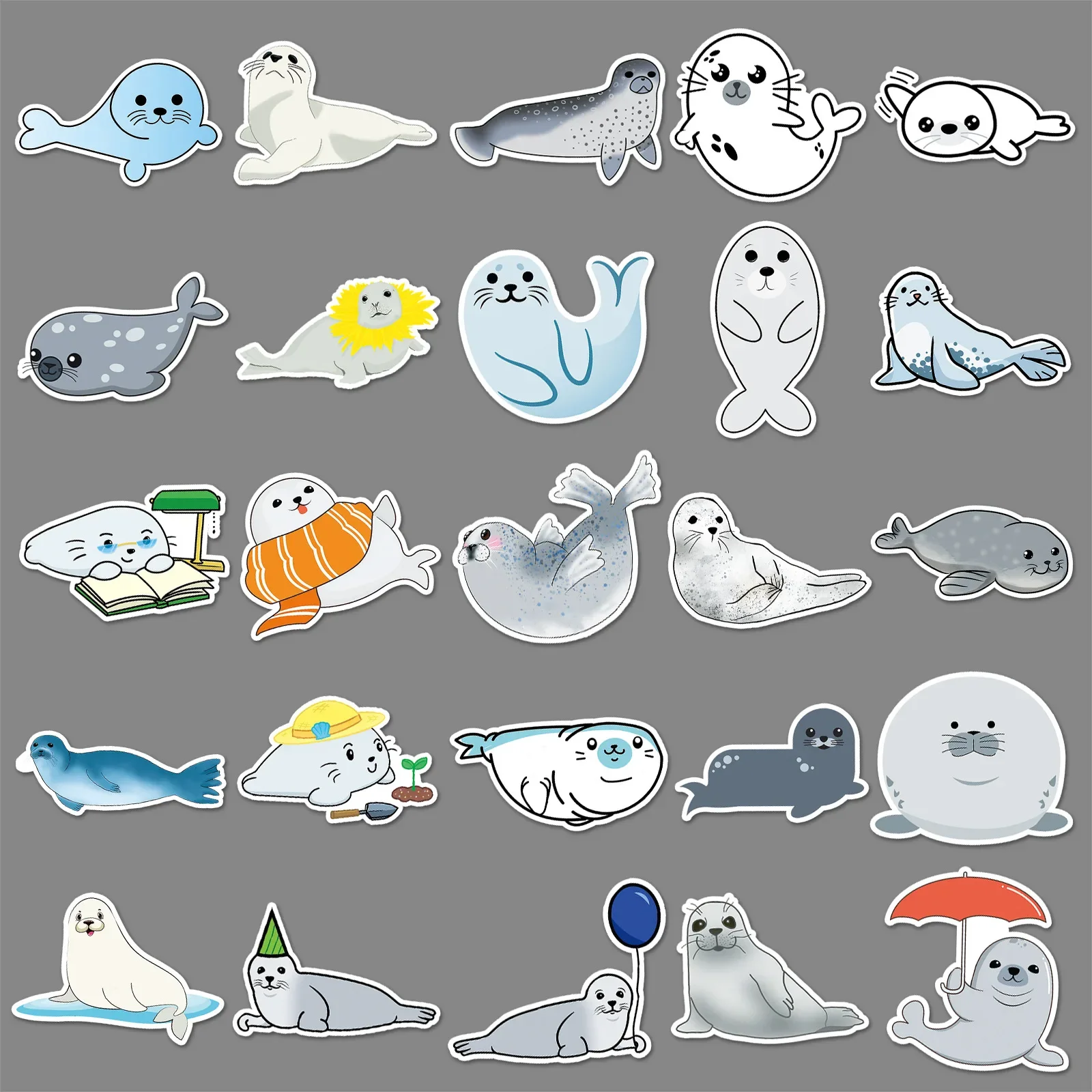 60 個海の動物かわいいアザラシ漫画落書きステッカー装飾ギターオートバイスケートボード防水デカール子供のおもちゃギフト