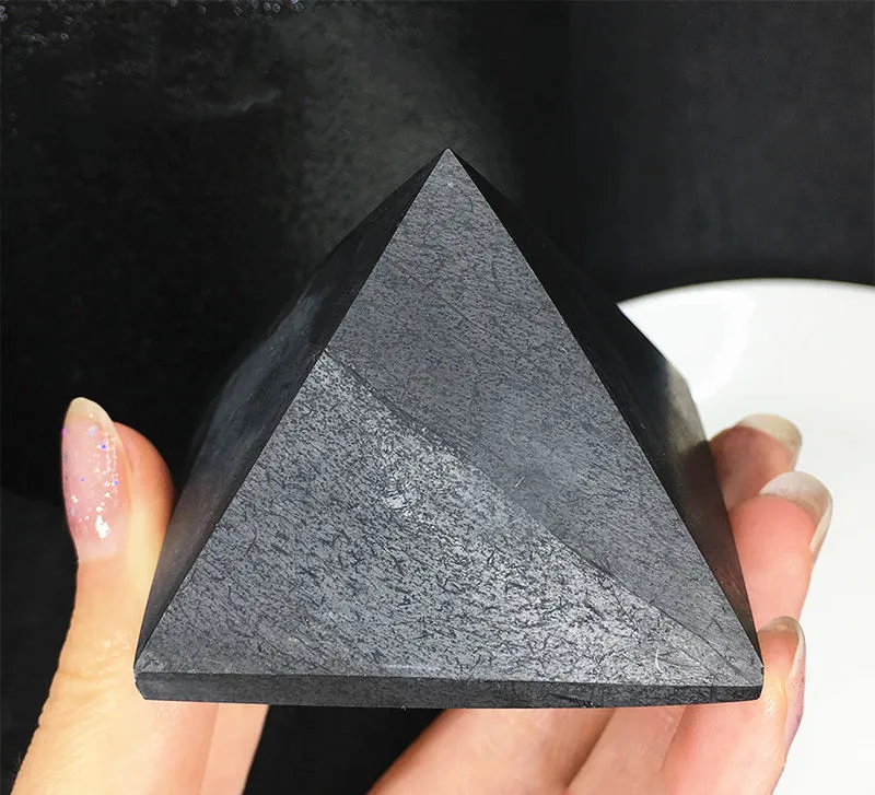 5 Cm Black Shungite Pyramid Natural Crystal Stone Tower - Healing Crystal Pyramid - Home Decor - Energy Healing - Feng Shui