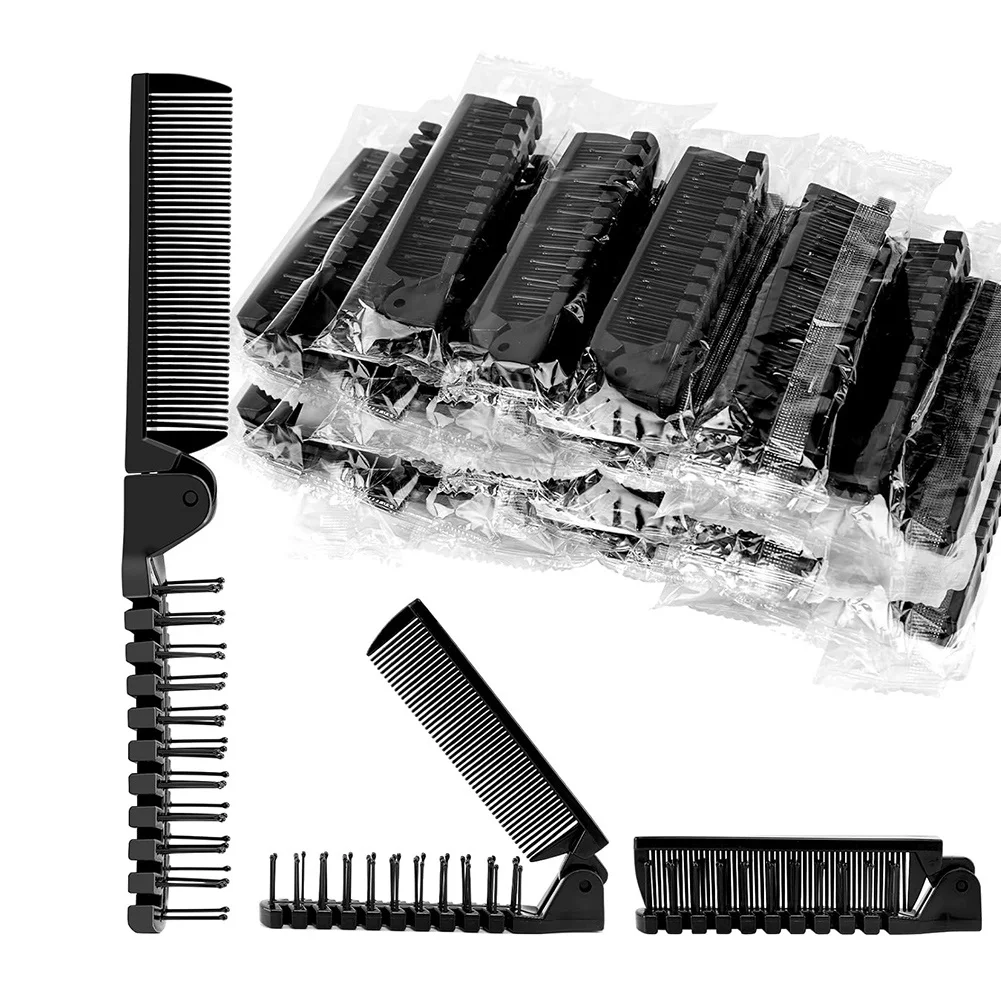 A67P-24 Pcs Travel Folding Comb In Bulk, Individually Wrapped Foldable Hair Brush Travel Pocket Mini Hair Comb & Makeup Comb