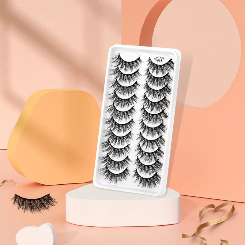 YSDO 3D Mink Lashes Thick Dramatic Fluffy Fake Eyelashes, 5/10Pairs