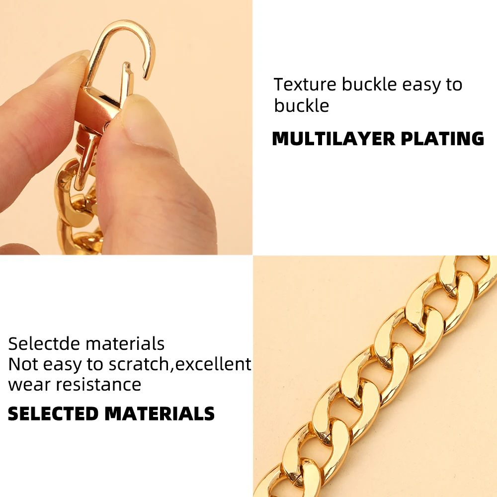 Silver Gold Extension Chain Metal Purse Chain Strap Handbag Handles Crossbody Bag Parts DIY Purse Replacement Chain Shoulder Bag