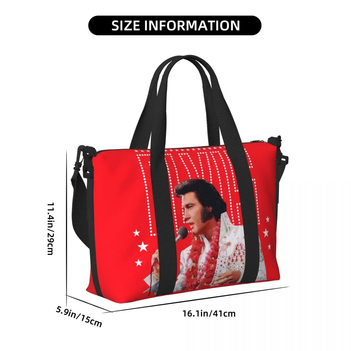 Borsa tote personalizzata Elvis e Rock King da donna Borsa da viaggio a tracolla da spiaggia per cantante americana di grande capacità