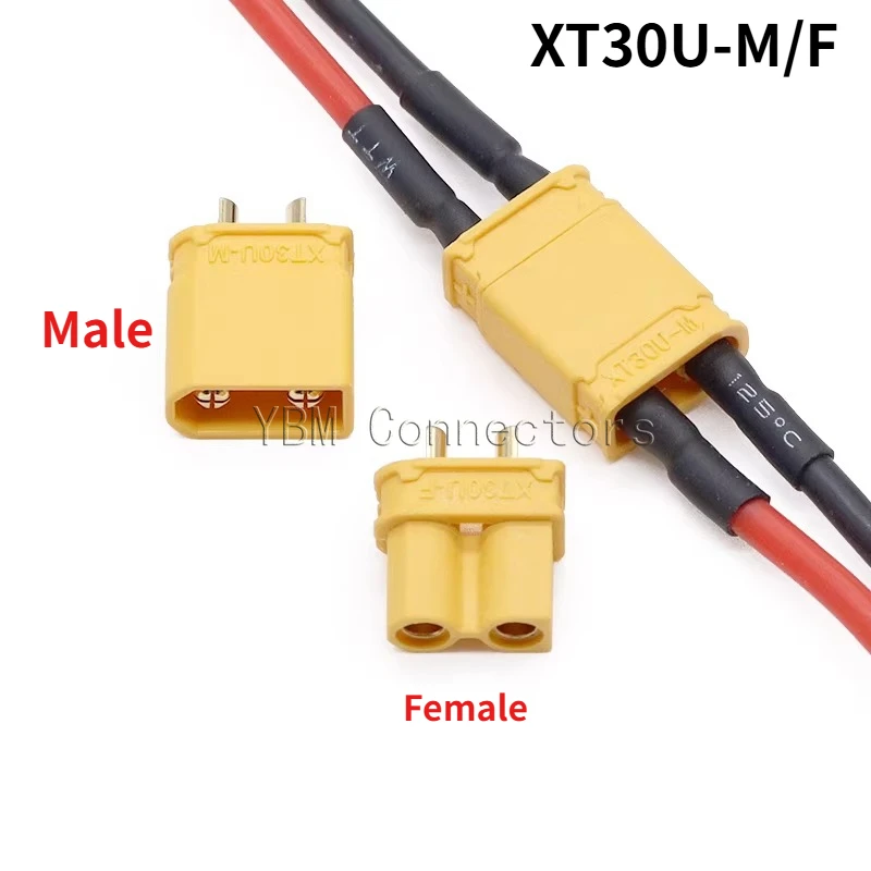 

XT30U-F/M lithium battery plug connector for drone motor controller electric vehicle male and female gold-plated 18awg