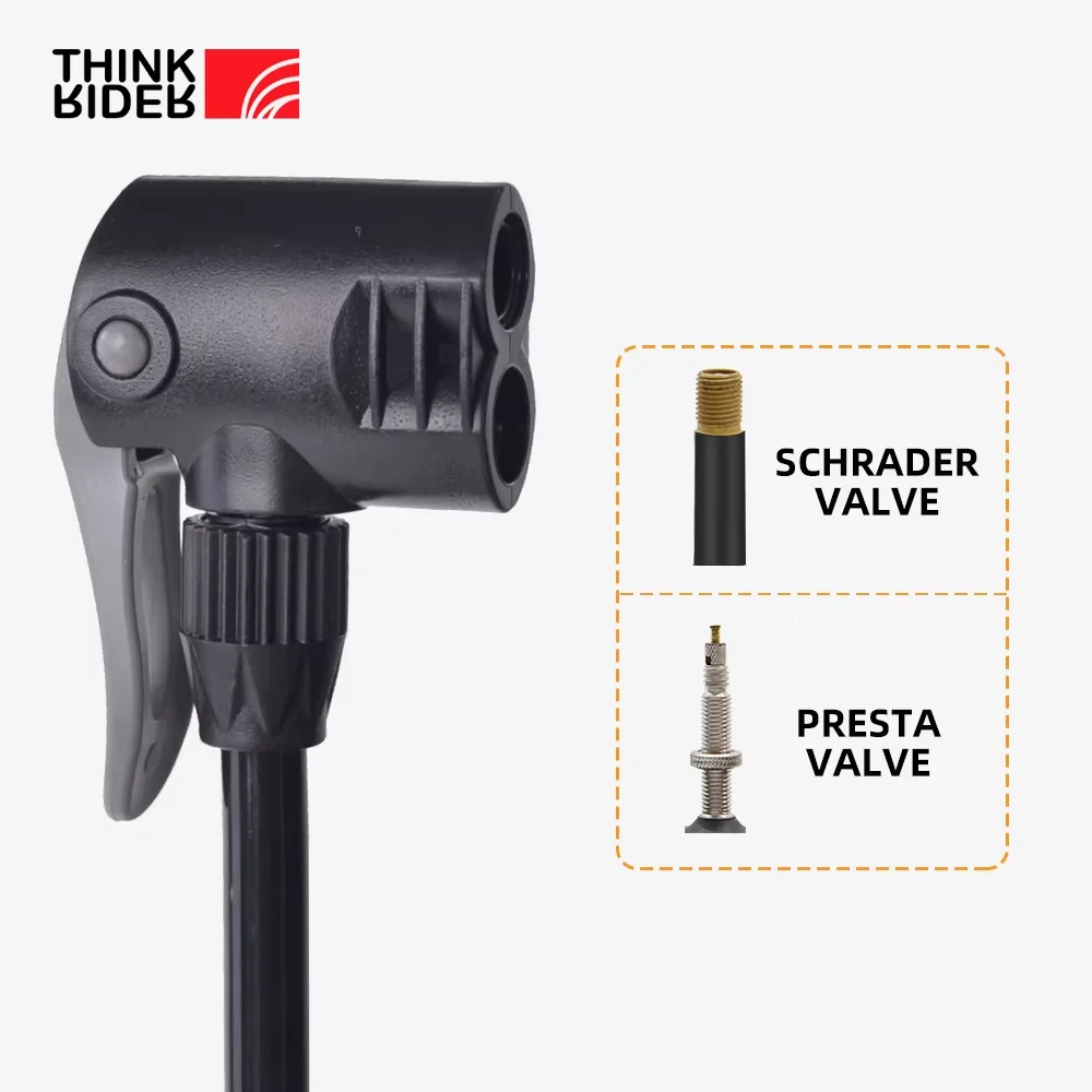 ThinkRider Bicycle Pump 230PSI Portable Stainless Steel Bike Pump Schrader Presta Valve Inflator Mountain Road Bike Accessories