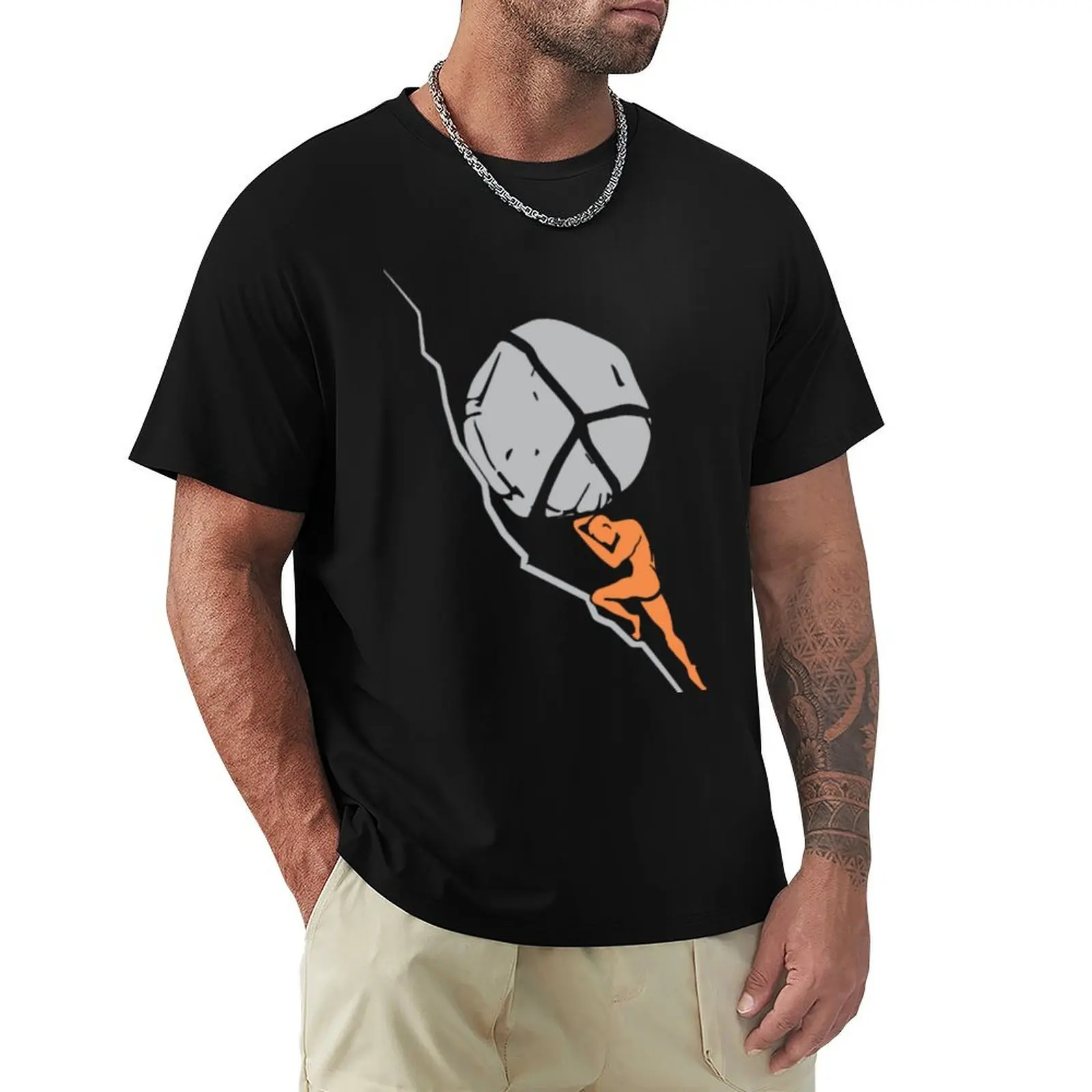 

One must imagine sisyphus happy albert camus T-Shirt plain oversized graphic tee shirts men graphic