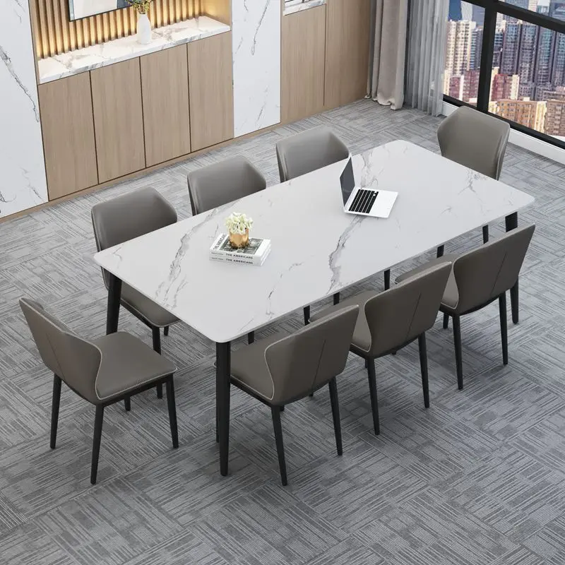 Conference Table Marble 2 Meters Office Long Table Workbench Rock Plate Desk Negotiation Table and Chairs