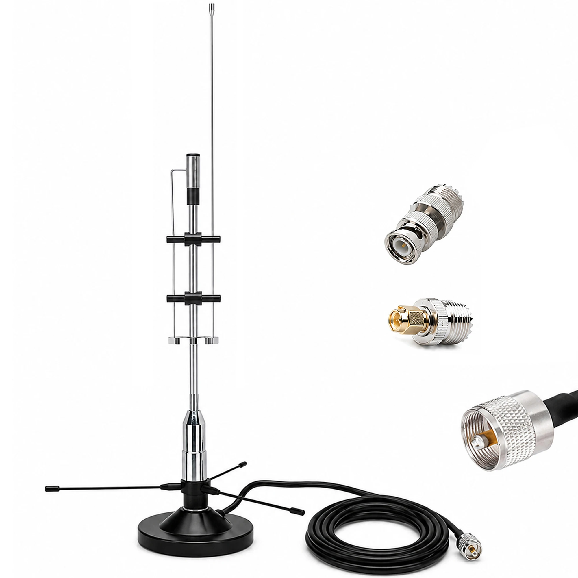 2m 70cm GMRS Antenna Outdoor Indoor Desktop Police Scanner Antenna VHF UHF FM CB GMRS ADSB for SDR Air FM 25-3000Mhz Coverage