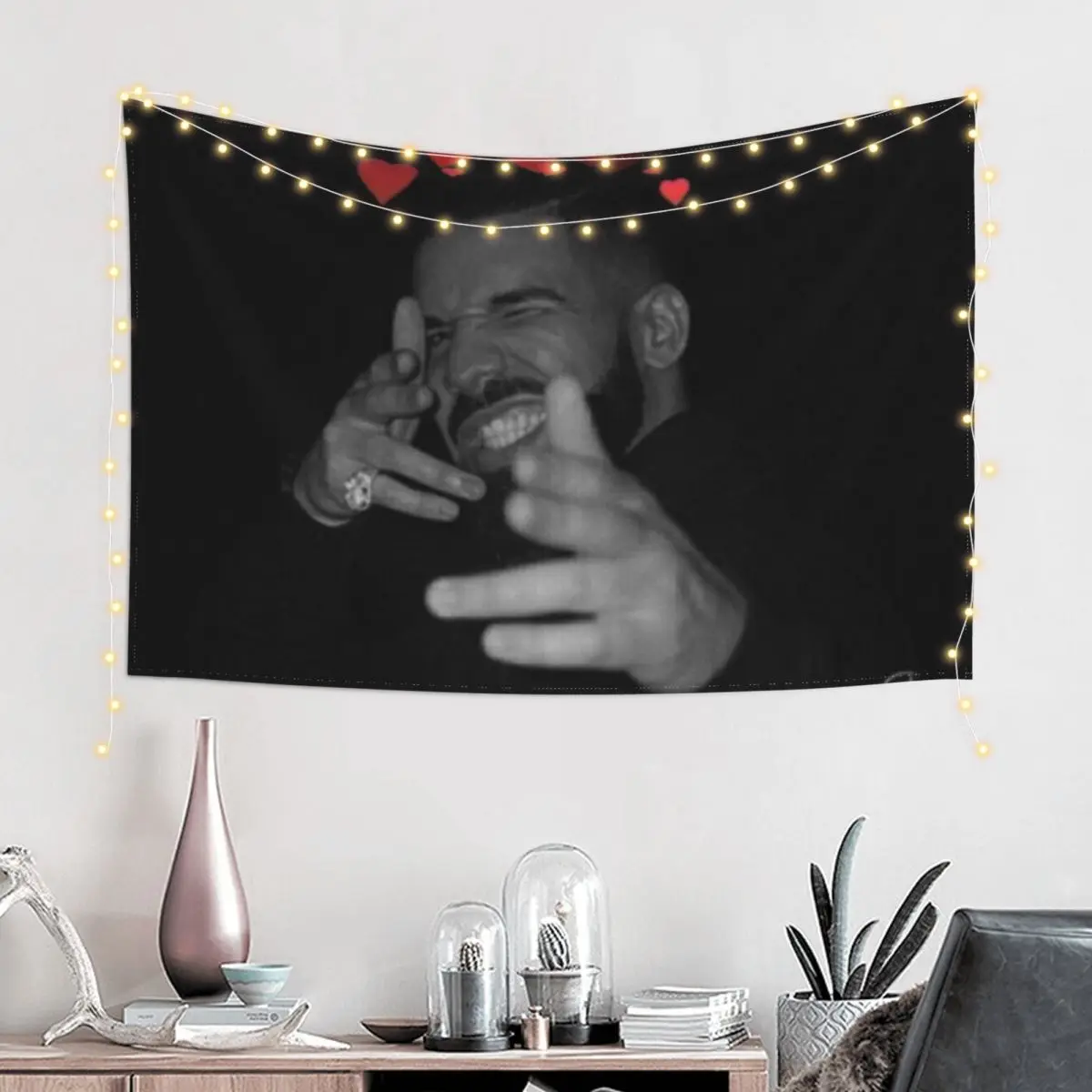 

Drake the rapper with heart crown Tapestry Wall Art Decoration Home Decorations For Room Decoration Pictures Room Wall Tapestry