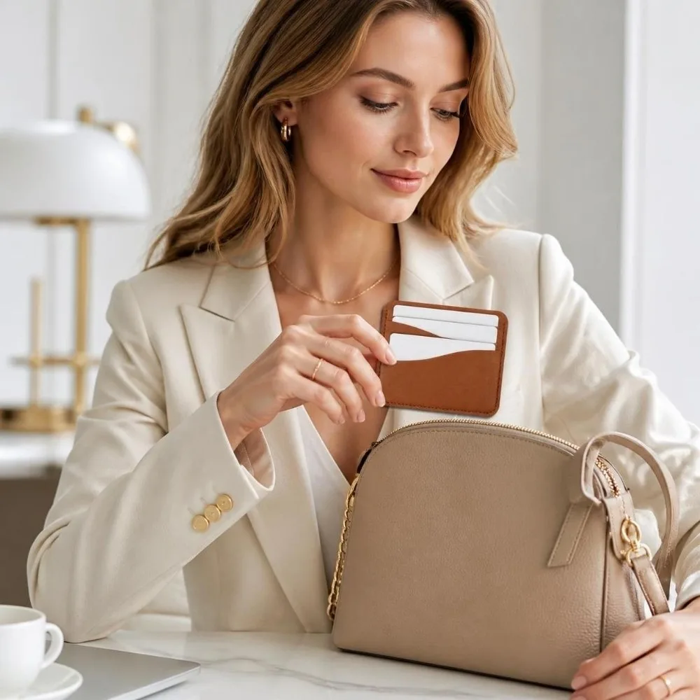 Korean Style Solid Color Card Bag Ultra-Thin PU Leather Bank Card Case Multi-Functional Coin Purse Women Men