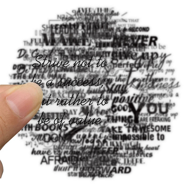 50 قطعة ملصقات ملهمة شفافة سوداء الإنجليزية عبارة الشارات ملصقات عبارة تحفيزية لزجاجات المياه وألواح التزلج #2