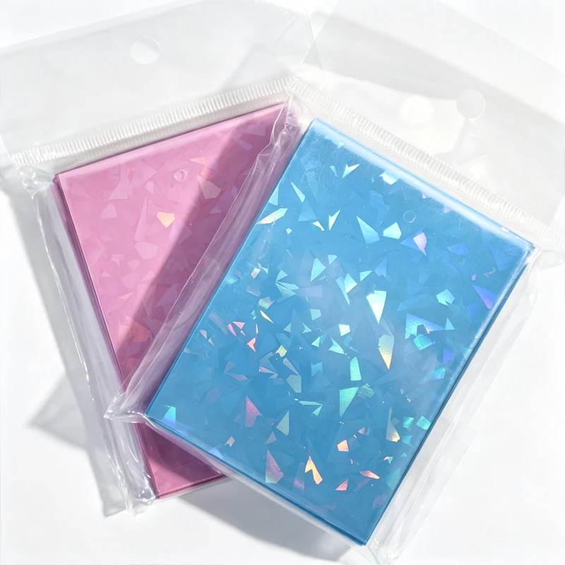 120PCS 66x91mm Glass Shard Holographic Card Sleeves Standard Size Trading Card Protectors for PKM TCG Idol Photo Cards