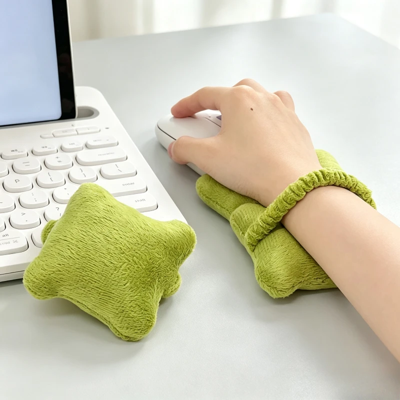 Soft Plush Wrist Pillow Computer Office Mouse Pad Portable Anti-strain Wrist Cushion for Typing Gaming Multiple Colors