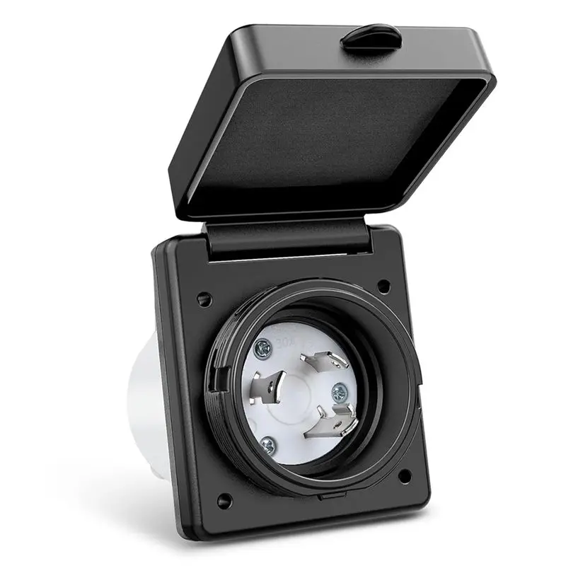 

[A38F!НОВИНКА!】 Входное гнездо для подключения к сети RV, 30 А, 125 В, с поворотным замком, NEMA L5-30P, герметичный запираемый фланцевый разъем, коробка для входного штекера