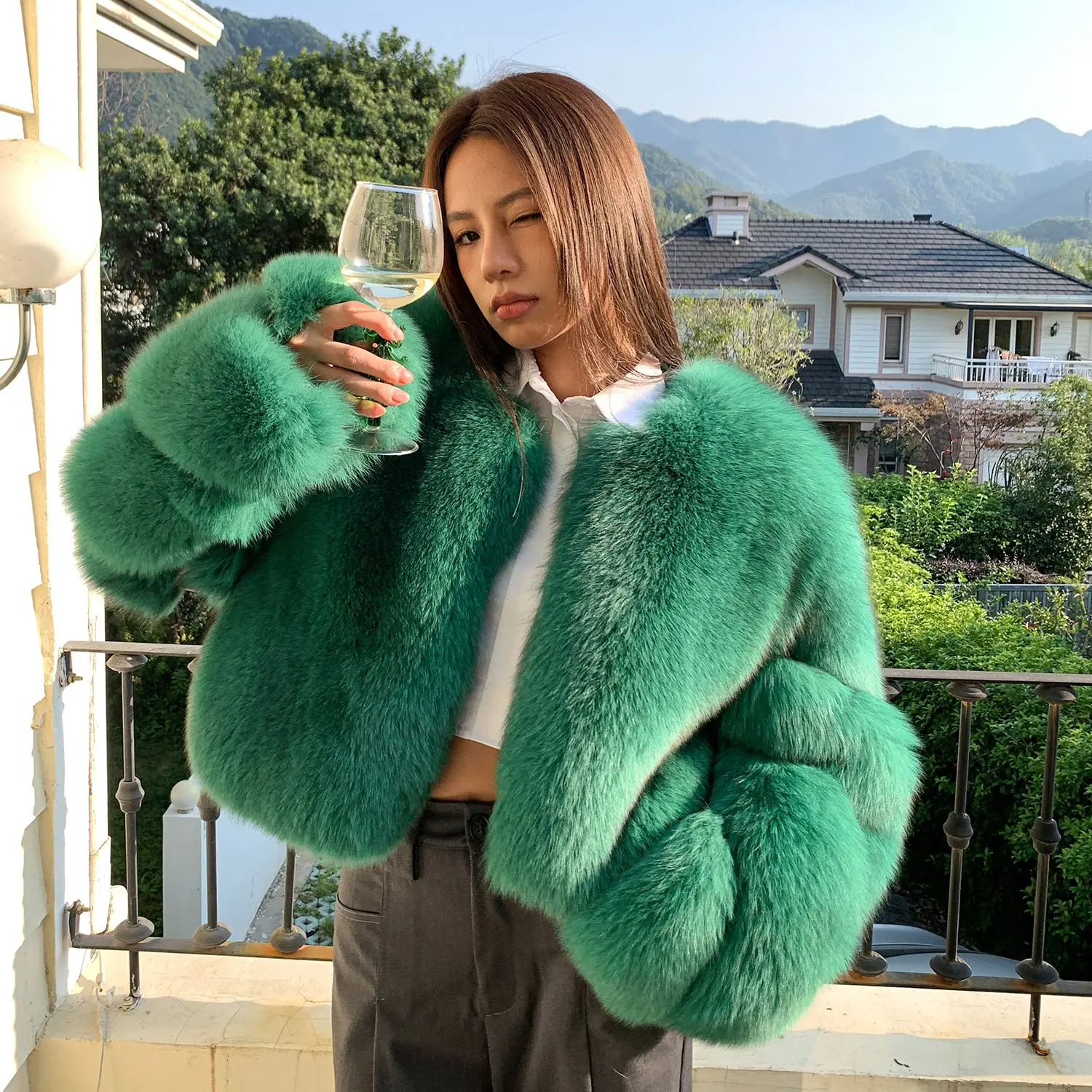 

Women 2023 New Genuine Fur Coat Women Thick Warm Jacket Bat Sleeved Real Fur Coat Luxury Imported From Finland Fox Fur Coat