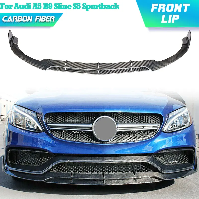 

Full Carbon Fiber Car Front Bumper Lip Spoiler for Mercedes Benz C Class W205 C63 AMG S Sedan 4D 2015-2018 Front Lip Chin Apron