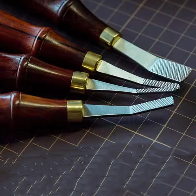 DIY tool with wooden handle diamond pattern 3/4/5/10MM leather edge treatment surface polishing rasp leather craft