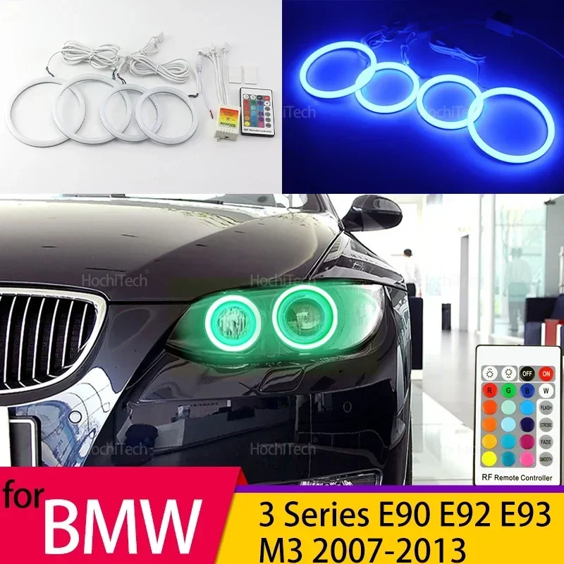 

Для BMW 3 серии E90 E92 E93 M3 07-13 Аксессуары из хлопка RGB Angel Eyes DRL, 16 цветов, 4 динамических режима, регулировка яркости