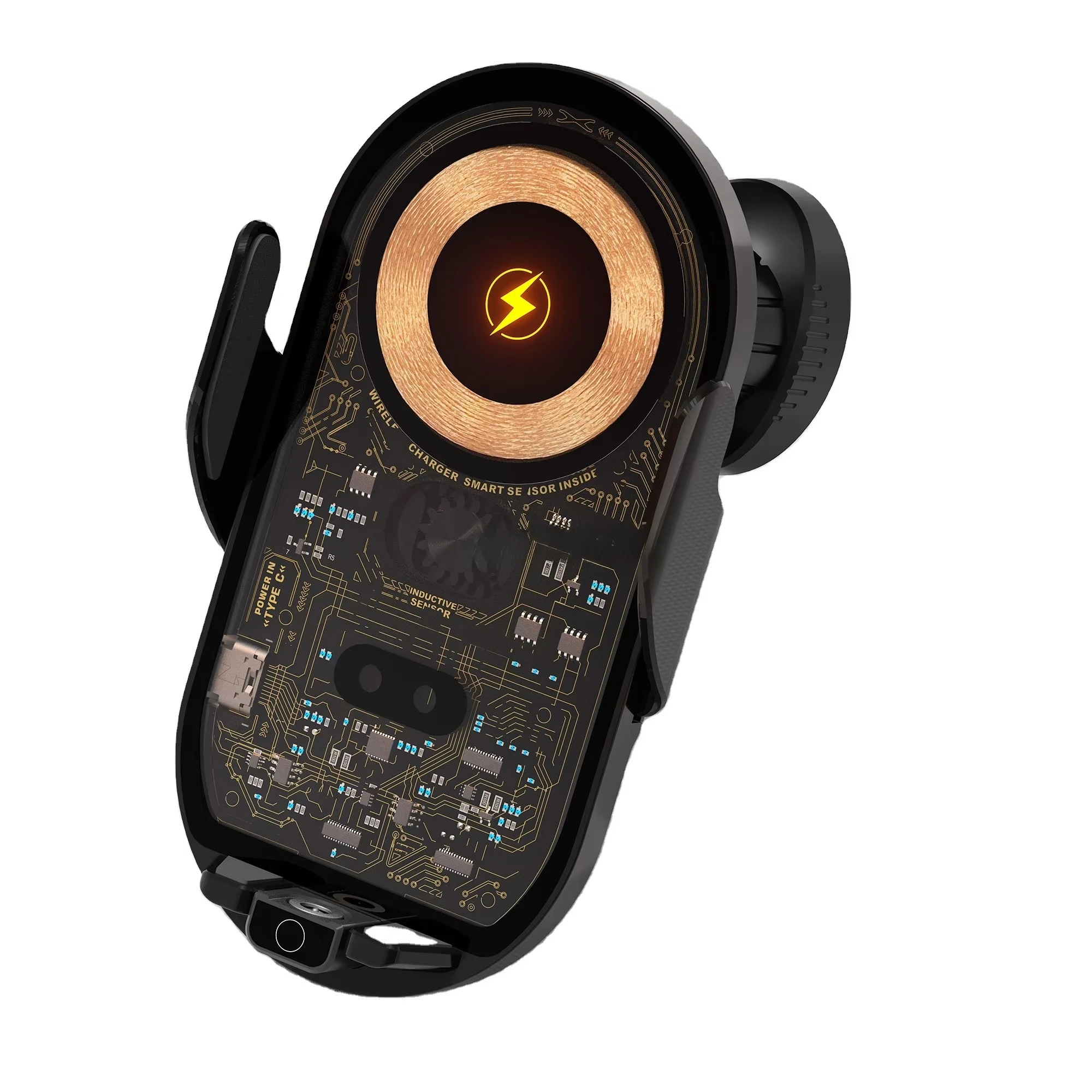 

High-tech non-damage car wireless fast charging mobile phone holder 2/1 clip smart telescopic mobile phone seat car holder