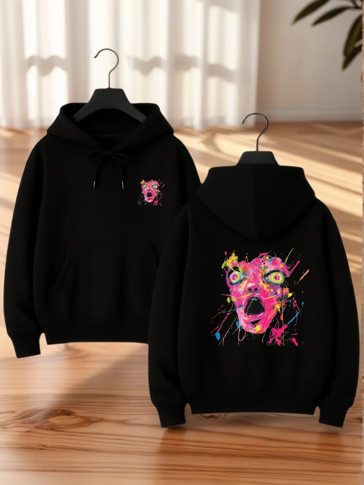 

Graphic Hoodie Women, Cucumber - Themed Cartoon Print, Casual Aesthetic, Fleece Lined, for Young Men, Casual Everyday Wear