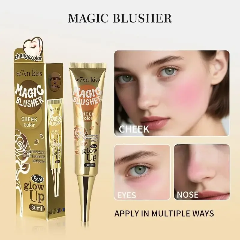 أحمر خدود متغير الألوان، كريم أحمر خدود سائل مقاوم للماء، مكياج ناعم للوجه، مستحضرات تجميل تدوم طويلاً #4