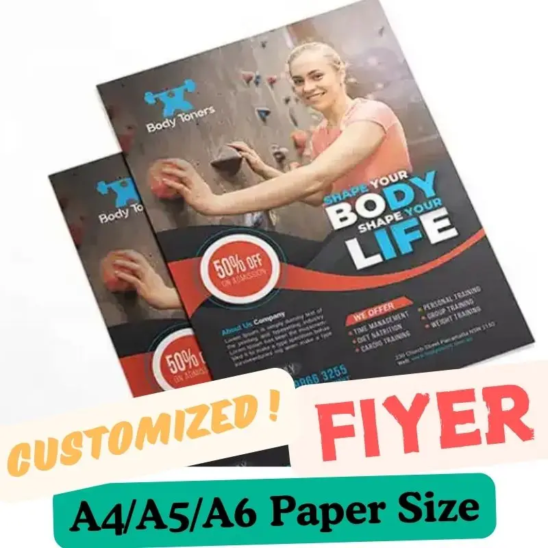 100/200pcs size A5 A6 Custom Leaflet Flyers Printing Services Outdoor Advertising Manua Printing Poster