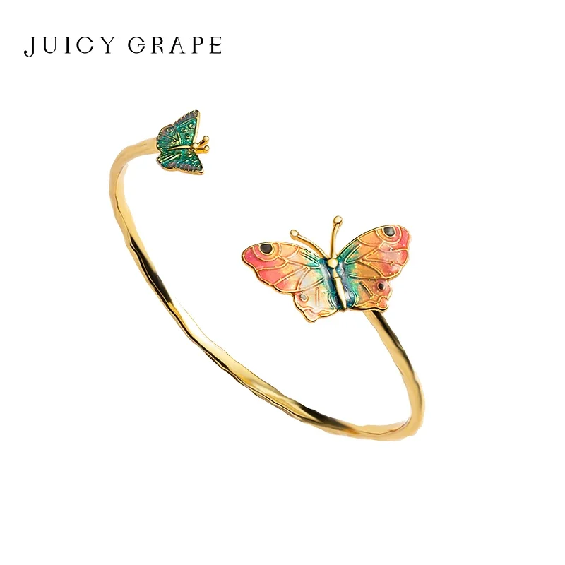 

Women's Colorful Butterfly Bangle Handcrafted Enamel 18K Gold Plated a High-end Fine Gift for Birthdays and Parties