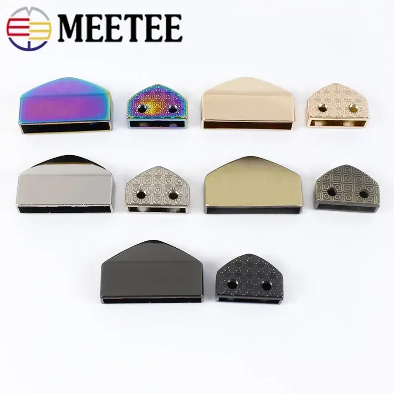 Meetee 10/20pcs 12/18/25mm Metal Tail Clip Screws Stopper Buckles Zipper End Hook Bag Belt Decoration Buckle DIY Accessory KY421