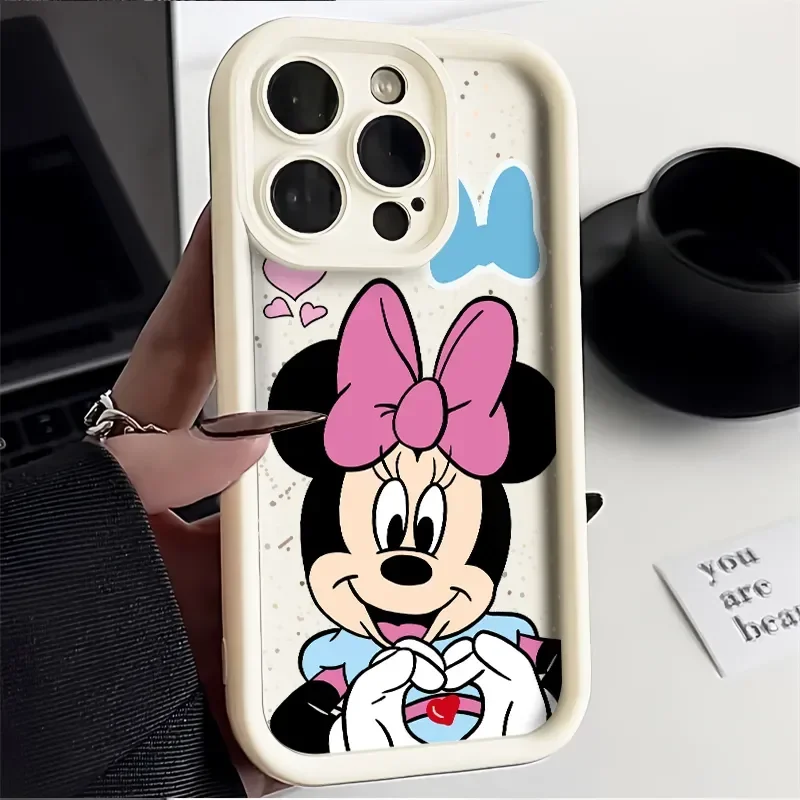 Disney Mickey Minnie Mouse Gesture Heart Love Phone Case For iPhone 15 14 13 11 11 Pro Max XR XS MAX 7 8 PLUS MINI Kawaii Cover