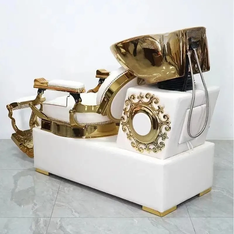 Sitting Shampoo Bed Barber Shop Sitting Flush Chair Pouring Oil Head Retro Cutting Chair Reclining Chair Shampoo Bed