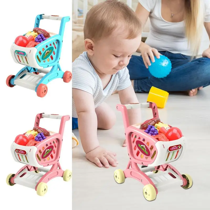 Jouet de chariot de supermarché pour les tout-petits, jouet de jeu de simulation, nourriture et accessoires, enfants de 3 ans